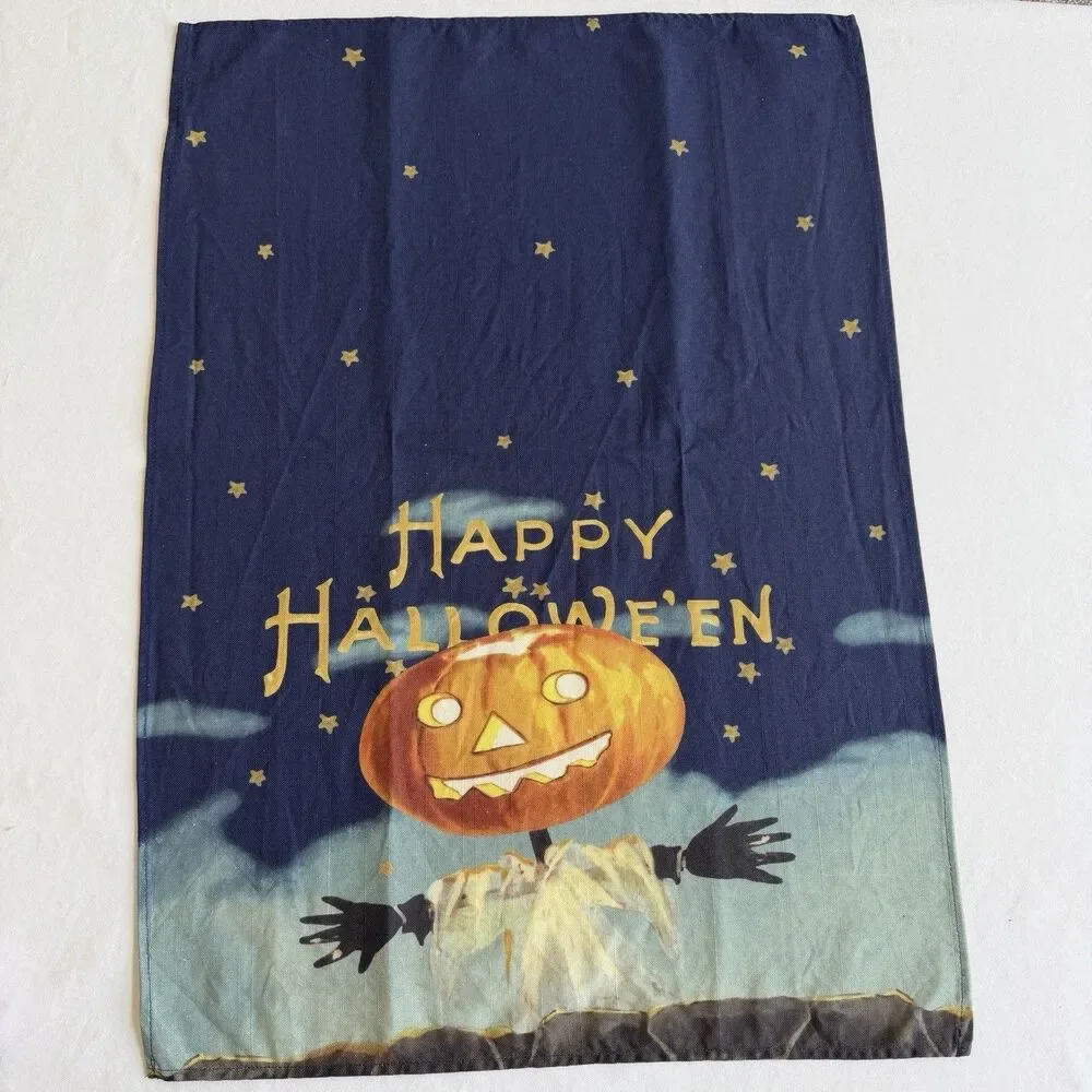 Williams Sonoma VINTAGE HALLOWEEN Tea Towels 20 x 30 Set of 2 Pumpkin Fall